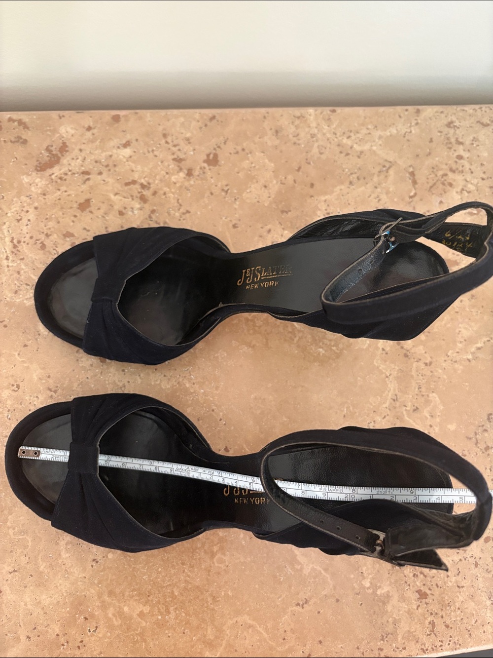True VTG Women's Black Open-Toe Ankle-Strap Heels, J&J Slater, NY size 7 - Picture 11 of 15